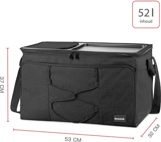 Koeltas Opvouwbaar 25l/45l/52l – Koelbox met 16u Koelfunctie met Draagriemen – Picknicktas Koeltas met Dienblad – Tas geïsoleerde Waterdicht Antraciet of Grijs – IceBreezer van KOEL