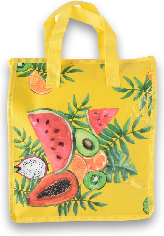 Koeltas, Picknicktas, 8L met Tropisch Design | Perfect voor Zomerse Strandpicknicks | Geel, Polyethyleen van KOEL