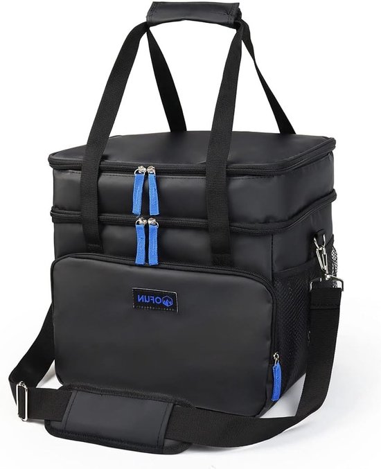 Koeltas Picknicktas IJszak Lunchtas 24 L Dubbele warmte-isolatie Koelbox Opvouwbaar Zwart voor Kamperen, Picknicken, Excursie, Reizen, Buitenshuis van KOEL