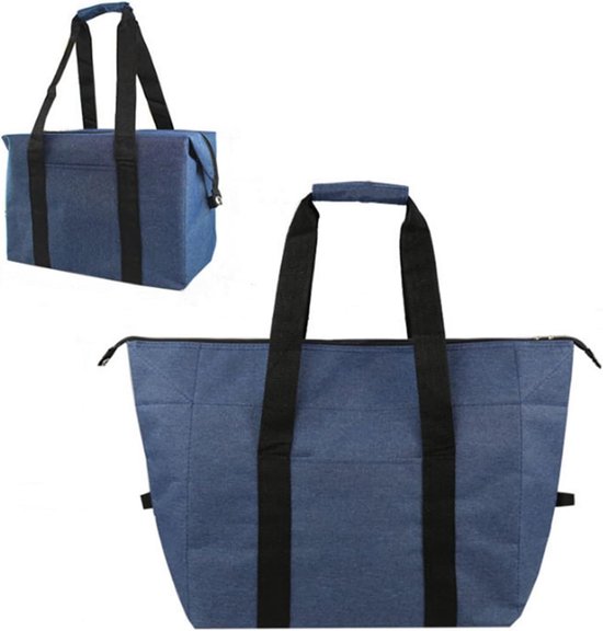 Koeltas - Picknicktas - Isotherme Boodschappentas met Ritssluiting - Opvouwbaar en Groot formaat voor Kamperen en Picknick - Geschikt voor Lunch en Strand - Zwarte Kleur van Merkloos