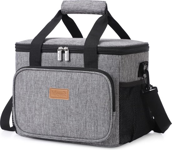Koeltas, picknicktas, lunchtas, lunchtas, lunchtas, lunchtas, isolatietas voor levensmiddelen, transport, 15L, Grijs