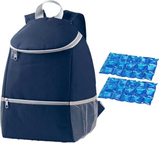 Koeltas rugtas/rugzak blauw met 2 stuks flexibele koelelementen 10 liter van KOEL