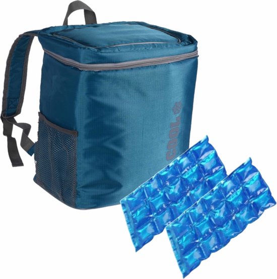 Koeltas rugtas/rugzak blauw met 2 stuks flexibele koelelementen - Koeltassen - Koelrugzak van KOEL