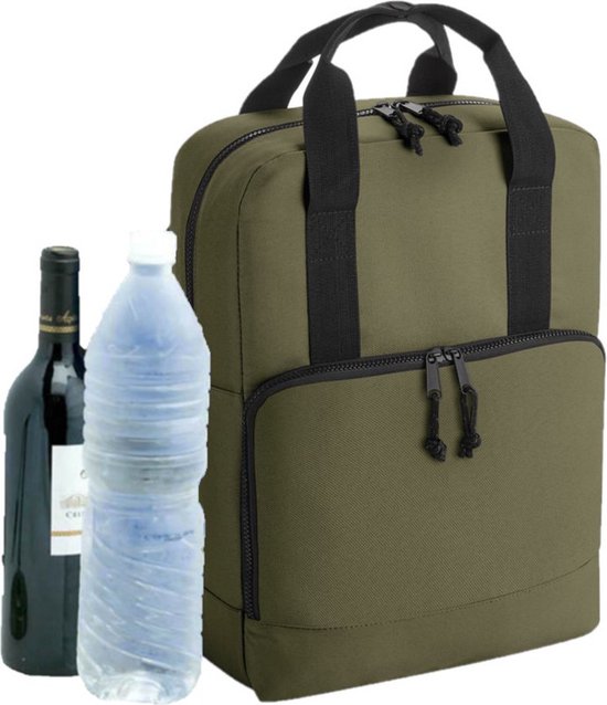 Koeltas rugtas/rugzak - groen - 14 x 30 x 40 cm - 16 liter - Koeltassen - Koelrugzak van Merkloos