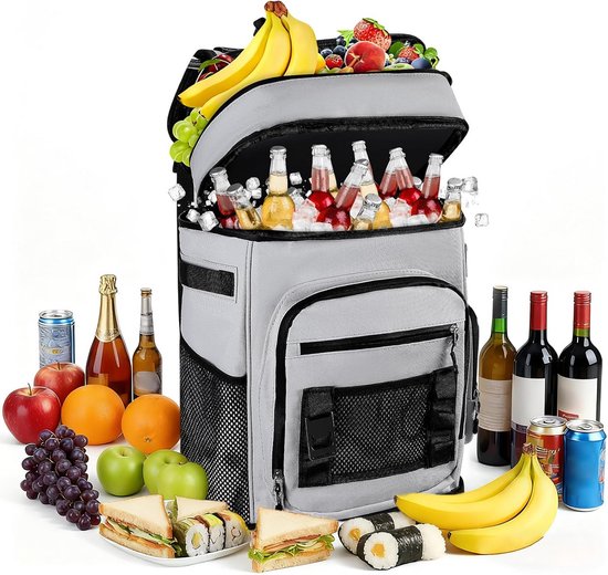 Koeltas Rugzak - Isolerende Tas - Picknick en Uitjes - 12 Uur Koelcapaciteit - 30 Liter - Zwart