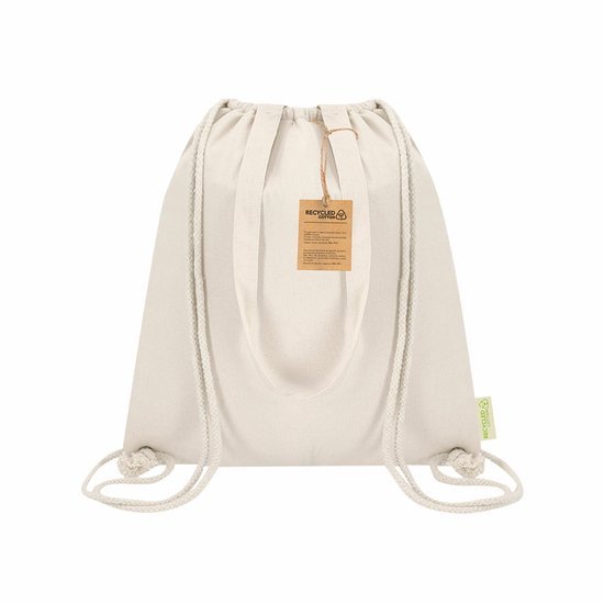 Koeltas rugzak - katoen - lunchpakket of drankjes - naturel - 7 liter - 38 x 42 cm - met trekkoord van Merkloos