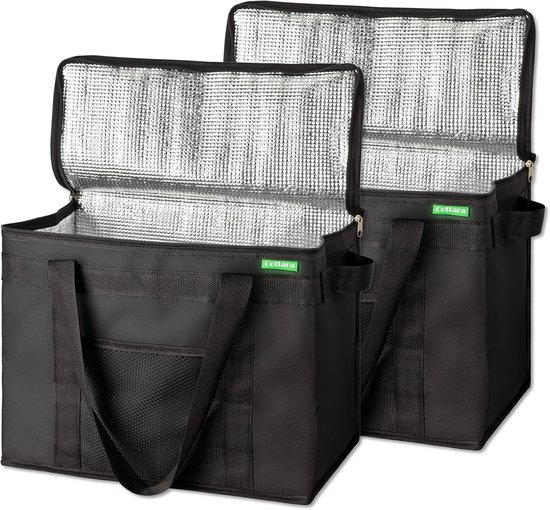 Koeltas Set 2 Stuks - Premium Opvouwbare Geïsoleerde Boodschappentassen met Versterkte Bodem - Grote Isolatietassen voor Boodschappen, Picknick, Camping en Dagjes Uit