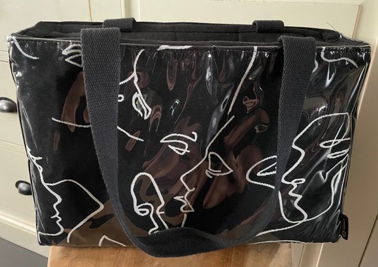 Koeltas / Strandtas - Stay cool - Abstract - Zwart wit - Tas - Koel tas - Zomer - Summer - Lunch - Werk - School - Schooltas - Lunchtas - handvat - Ritssluiting - Keep it cool - Stuff - Compact - Face - Gezicht - You - Love you - Cadeau - Kado - Mooi van KOEL