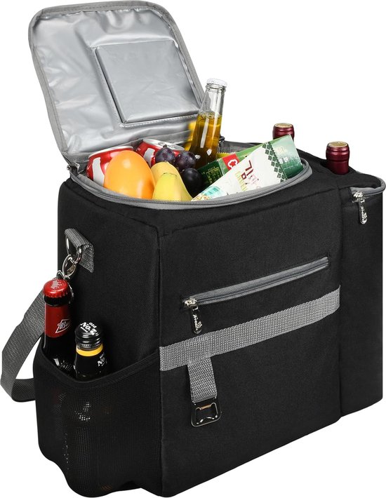 Koeltas, thermotas, bierbox, 20 liter, voor heren, koelbox, thermobox, lunchtas, thermotas, groot, koeltas, lunchtas voor outdoor, picknick, camping, strand, auto, fiets, zwart van KOEL