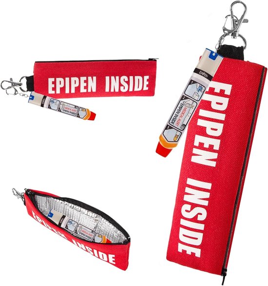 Koeltas voor EpiPen met Sleutelhanger, Rood, Inclusief EpiPen Case en Widget | Handige draagtas voor allergieën, astma en diabeteszorg