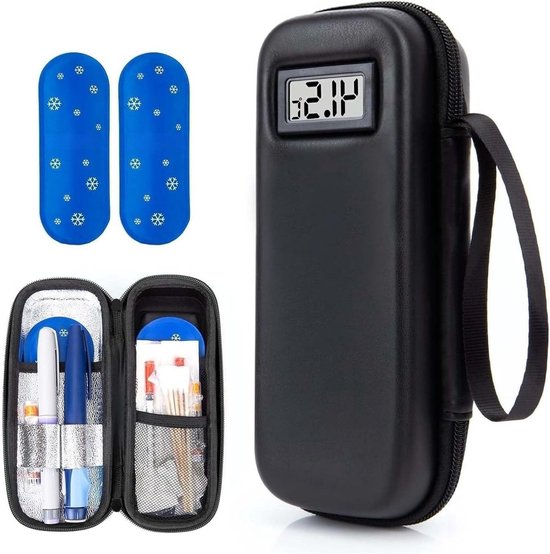 Koeltas voor insuline en medicijnen, draagbare medicijntas voor reizen met 2 gelzakken, ideaal voor diabetici en bescherming van medicatie van Merkloos