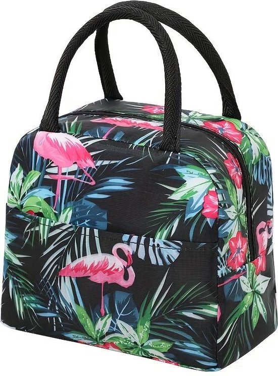 Koeltas voor Lunch Kinderen - Lunchtas - Geïsoleerde Tas - Waterdicht - Vrolijk - Happy for Childs - Zwart Flamingo van Merkloos