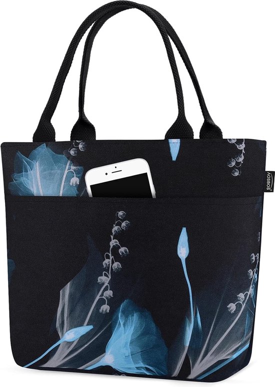 Koeltas voor onderweg lunchtas lichtgewicht geïsoleerde tas opvouwbare lunchtas dames naar werk school lunchtas voor dames lunchbox tas maaltijdbereidingstas 10L zwart + blauw van KOEL