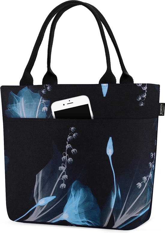 Koeltas voor onderweg lunchtas lichtgewicht geïsoleerde tas opvouwbare lunchtas dames naar werk school lunchtas voor dames lunchbox tas meal prep bag 10L zwart + blauw van KOEL