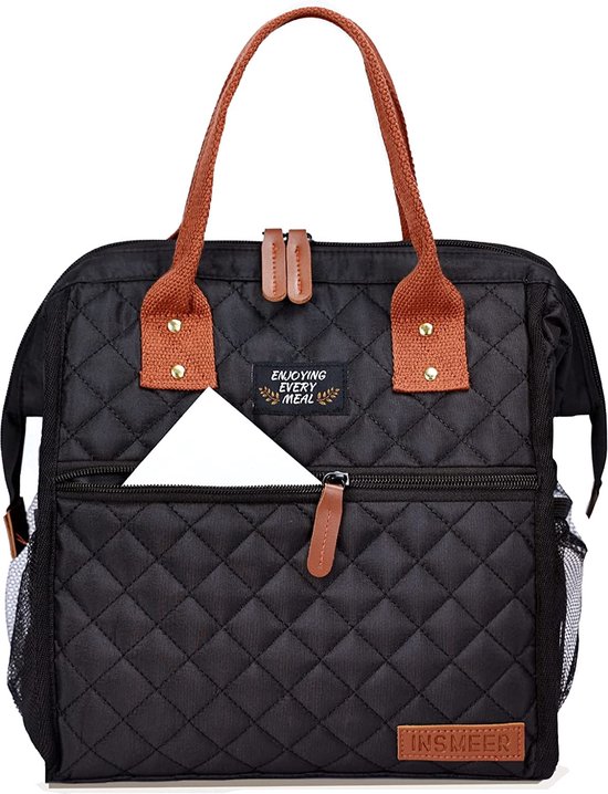 Koeltas voor Vrouwen Mannen 10L, Geïsoleerde Zak Lunchzak voor Werk/School/Picnic/Outdoor Lekvrije Lunch Koeltas, 10 Kannen Herbruikbare Picknick Zak, Zwart van KOEL