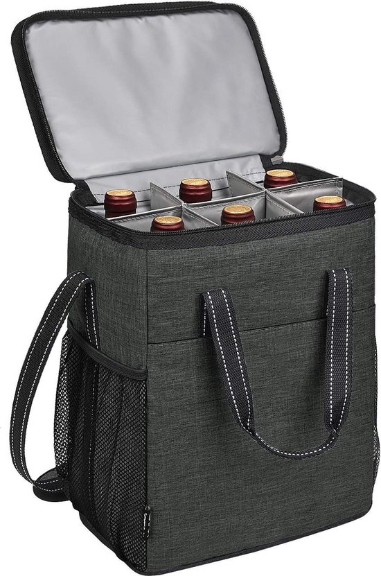 Koeltas voor wijn- en bierfles gevoerd met handvat en schouderriem - picknickmand voor reizen vrouwen/mannen Cool Box Stand van KOEL