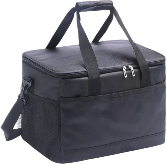 Koeltas Zwart XL – 42x28x31 cm – Grote Koelbox Tas met Schouderriem – Geïsoleerde Picknicktas – Waterdicht & Opvouwbaar – Ideaal voor Strand, Park & Auto van Merkloos