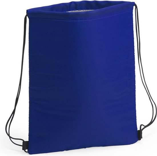 Koeltasje rugzak met draagkoord - blauw - 32 x 42 cm - drankjes/lunch rugtas - polyester/aluminium van KOEL