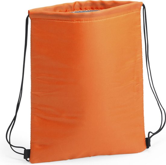 Koeltasje rugzak met draagkoord - oranje - 32 x 42 cm - drankjes/lunch rugtas - polyester/aluminium van KOEL
