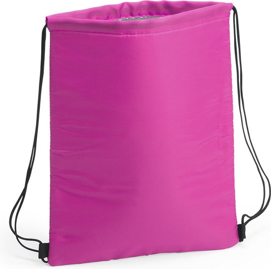 Koeltasje rugzak met draagkoord - roze - 32 x 42 cm - drankjes/lunch rugtas - polyester/aluminium van KOEL