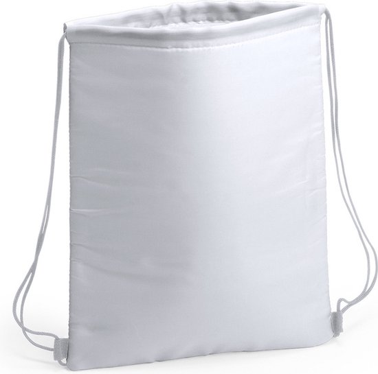 Koeltasje rugzak met draagkoord - wit - 32 x 42 cm - drankjes/lunch rugtas - polyester/aluminium van KOEL