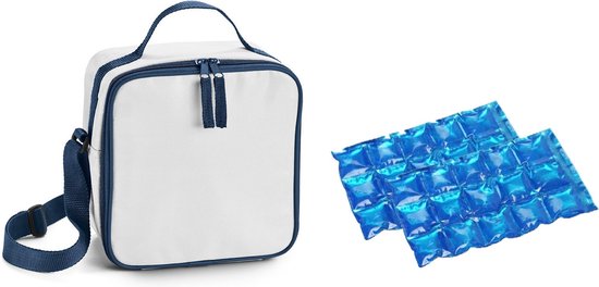 Koeltasje voor lunch - 4.5 liter - wit - inclusief 2 flexibele koelelementen van Merkloos