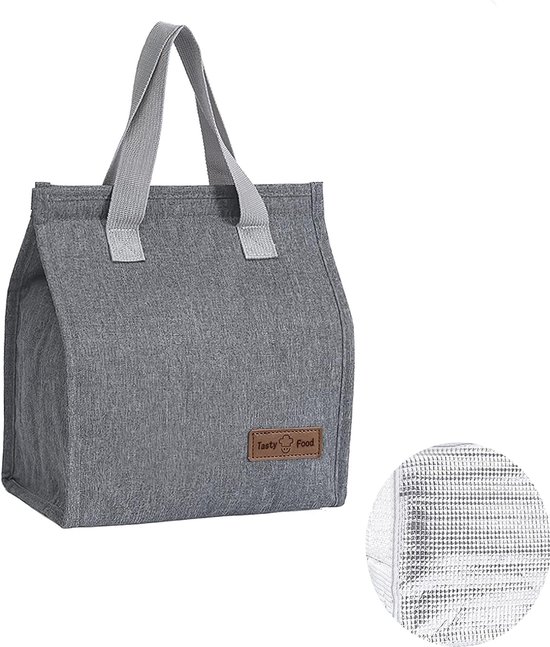Koeltassen - 22 x 13 x 25 cm - Geïsoleerde lunchtas - Lsolatie - Handvat riem - Koeltas - Herbruikbare - Lunchtas - Lunch bag - Geïsoleerde koeltas - Picknicktas - Geschikt voor werk, kantoor, reizen - Grijs van Merkloos