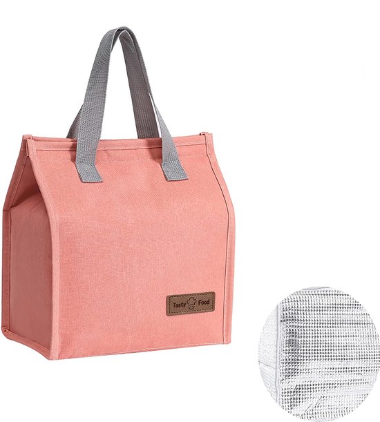 Koeltassen - 22 x 13 x 25 cm - Geïsoleerde lunchtas - Lsolatie - Handvat riem - Koeltas - Herbruikbare - Lunchtas - Lunch bag - Geïsoleerde koeltas - Picknicktas - Geschikt voor werk, kantoor, reizen - Roze van Merkloos