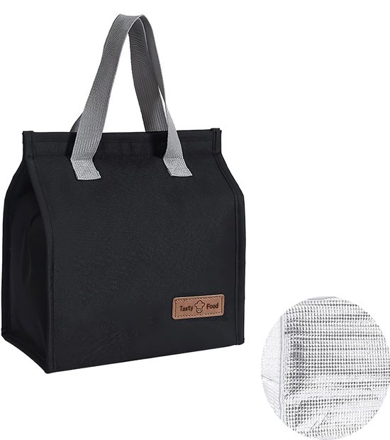 Koeltassen - 22 x 13 x 25 cm - Geïsoleerde lunchtas - Lsolatie - Handvat riem - Koeltas - Herbruikbare - Lunchtas - Lunch bag - Geïsoleerde koeltas - Picknicktas - Geschikt voor werk, kantoor, reizen - Zwart van Merkloos