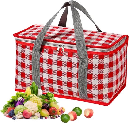 Koeltassen - Geïsoleerde en herbruikbare - Picknicktas - Lunchtas - koeltas met ritssluiting - Lunch Bag - Geïsoleerde Koeltas - Isolatie - voor strand, buitenfeesten, picknick,kamperen en festivals - 35*20cm - Rood
