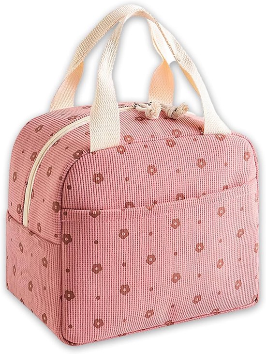 Koeltassen - Lunchtas - Handvat Riem - Koeltas - Lunch Bag - Geïsoleerde Koeltas - Picknicktas - 25.5*21*17cm - Geschikt voor werk, kantoor, reizen en picknicks（Roze） van Merkloos