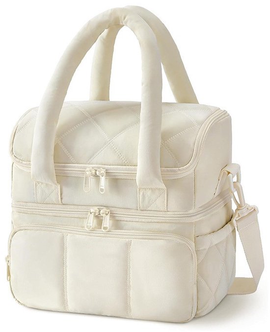 Koeltassen - Lunchtas - Handvat Riem - Koeltas - Lunch Bag - Geïsoleerde Koeltas - Picknicktas - Geschikt voor werk, kantoor, reizen en picknicks（Beige）