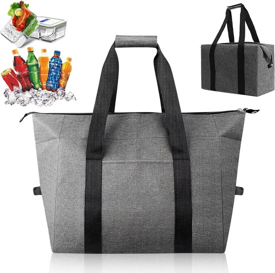 Koeltassen - Lunchtas - Opvouwbare Koeltas - 20 L - 30x27x19 Cm - Isolatie - 300D Oxford-Doek - Handvat Riem - Koeltas - Lunch Bag - GeïSoleerde Koeltas - Picknicktas - Koeltas Lunch - Handtas - Boodschappentas - Grijs - Duurzaam van KOEL