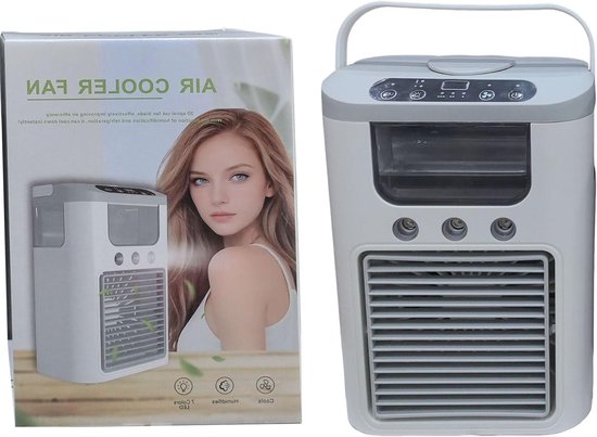 Koelventilator - Luchtkoeler - Persoonlijke Koeling - Met Sproeinevel - Compact Formaat - Grijs
