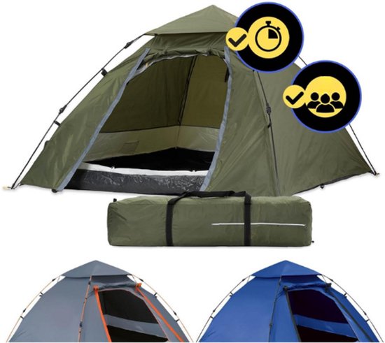 Koepeltent Voor 3 Personen - Snel Op Te Zetten Quick Up Tent - Compacte Kampeertent - Lichtgewicht Waterdichte Tent - Verkrijgbaar In Verschillende Kleuren van Merkloos