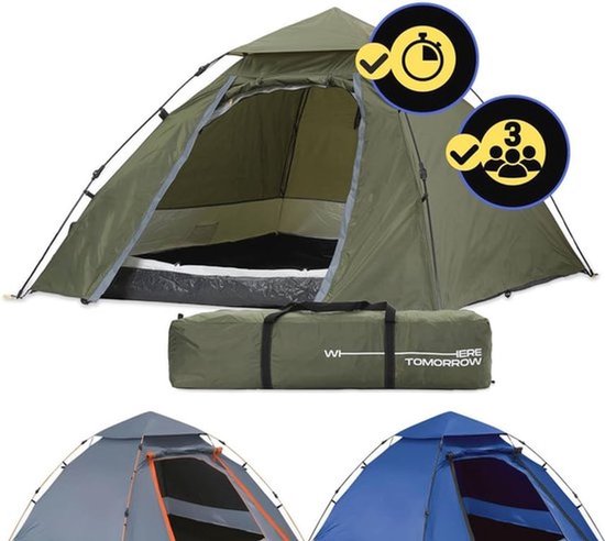 Koepeltent voor 3 Personen - Snelle Opbouw - Ideaal voor Kamperen en Festivals