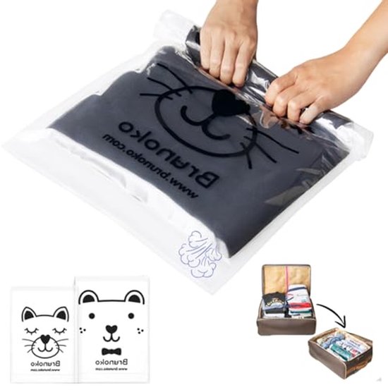 Koffer Organizer - Reis Tassen - Bagage Opslag - 8 Compressie Zakken - 4 Groot 4 Medium - Zwart