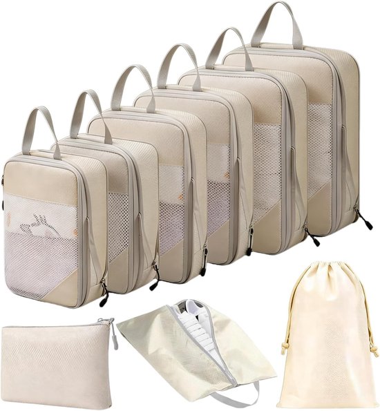 Kofferorganizer - Blauw - Multifunctionele Compressietassen voor Kleding en Schoenen - Waterdichte Reisorganizer