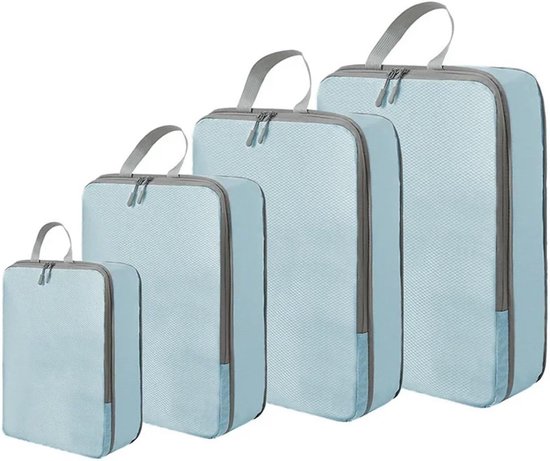 Kofferorganizerset - Bagage organizers - Reiscomfort maximaliseren - Waterdichte compressiezakken - 4 stuks - Blauw