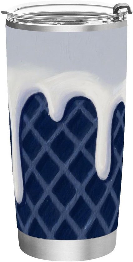 Koffiebeker met deksel - Reis mok - Dranken meenemen - Dubbelwandig geïsoleerd - 600ml 20oz - Donkerblauw