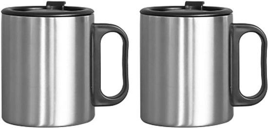 Koffiemokken RVS - Thermo bekers - Dranken warm houden - Dubbelwandige isolatie - 300 ml - Zilver
