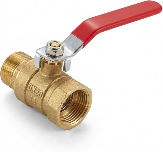 Kogelkraan 3/4 inch messing met lange hendelgreep, afsluitventiel DN20 PN16 (1,6 MPa), waterafsluitkraan voor tuin, huis en industrie