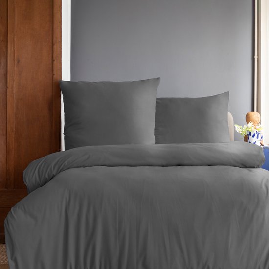 Komfortec Premium Dekbedovertrek 200x200 cm + 2x Kussensloop 80x80 cm - Geborsteld 100% Polyester Microvezel 90 g/m² - 3-Delige Superzachte Beddengoedset - Antracietgrijs van Merkloos