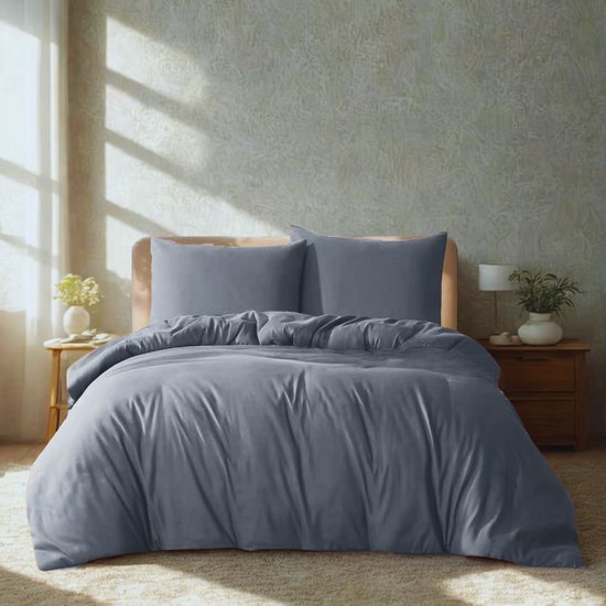 Komfortec Premium Dekbedovertrek 240x220 cm + 2x Kussensloop 80x80 cm - Geborsteld 100% Polyester Microvezel 120 g/m² - 3-Delige Superzachte Beddengoedset - Grijs van Komfortec
