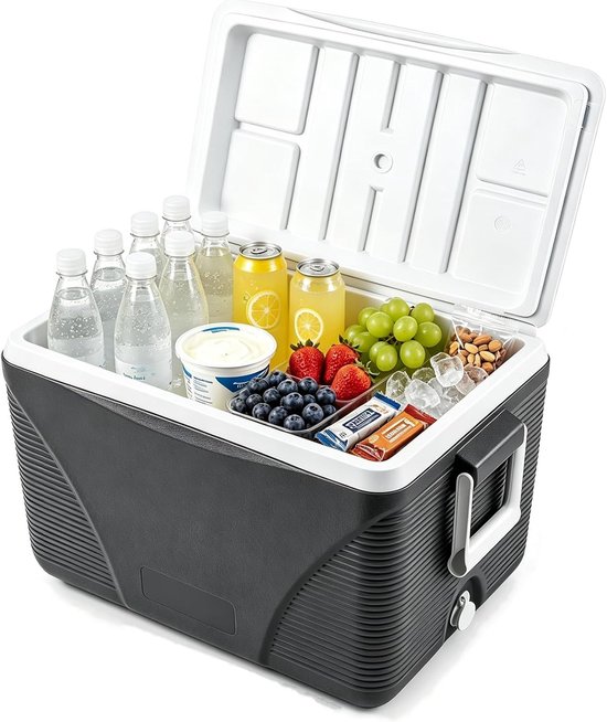 KOMFOTTEU 41L Draagbare Koelbox - 5-7-Dagen - Isolatie -Campingkoelbox - Met 4-Bekerhouders & Afvoerplug - Voor Picknicks/Reizen/Vissen