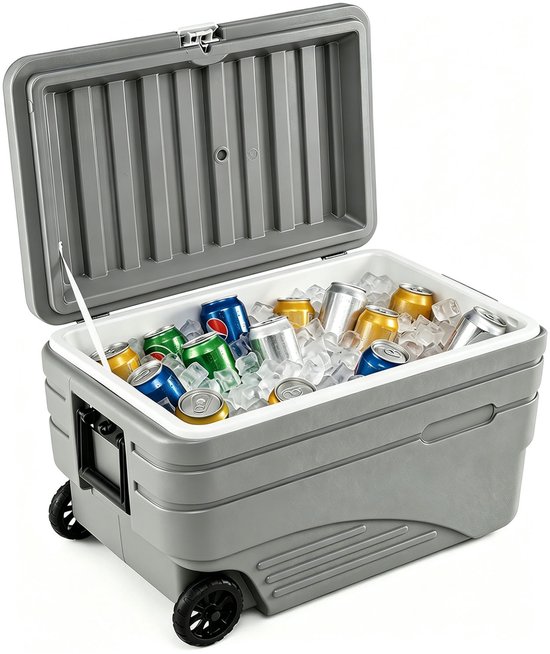 KOMFOTTEU 98L Draagbare Koelbox - Met Wielen - 2 Zwenkwielen - Koelduur: 5-7-Dagen - Outdoor Camping Angelen Reizen Picknick