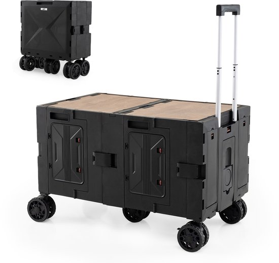 KOMFOTTEU Bolderkar, opvouwbaar, inklapbare campingwagen met 150 liter volume, tuinwagen met 80 kg belastbaarheid, handwagen met handvat, bekerhouder, opbergrekken en wielen, rolwagen voor camping van Merkloos