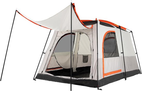KOMFOTTEU Campingtent voor 4-6 personen, strandtent met voortent, waterdichte tunneltent met gaasramen en ingangen, dubbellaagse familietent met draagtas, voor kamperen en trekking van Merkloos