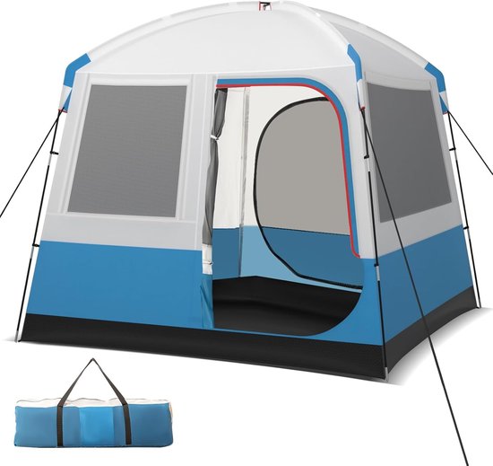 KOMFOTTEU Campingtent, waterdicht, voor 4-5 personen, koepeltent, groot met netdeur en netramen, groepstent familietent, draagbaar, met tas, outdoor tent voor reizen, trekking, kamperen van Merkloos