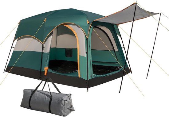 KOMFOTTEU Campingtent, waterdicht, voor 4-6 personen, tunneltent, groot met 3 ingangen en voortent, koepeltent, groepstent, familietent, draagbaar met opbergtas, tent, outdoor, voor reizen, trekking en van Merkloos